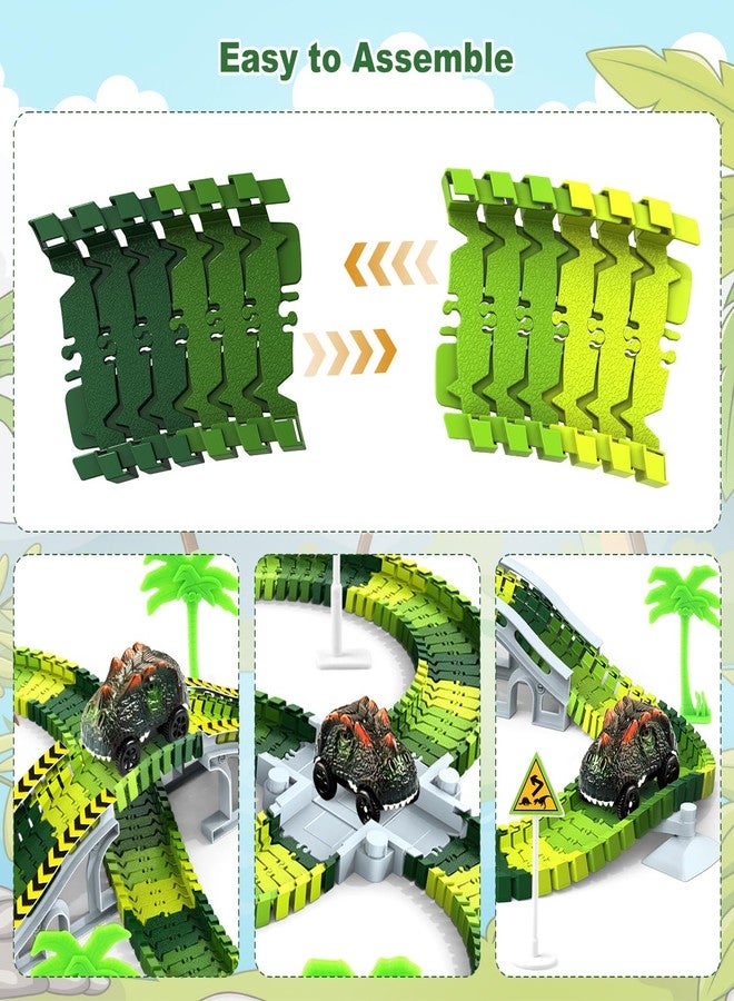 Desuccus Dinosaur Toys for Kids 3-5, Glow in The Dark Flexible Train Track Playset, 2 Dinosaur Car for 3 4 5 6 7 Year & Up Old Boys & Girls Best Gift - Image 5